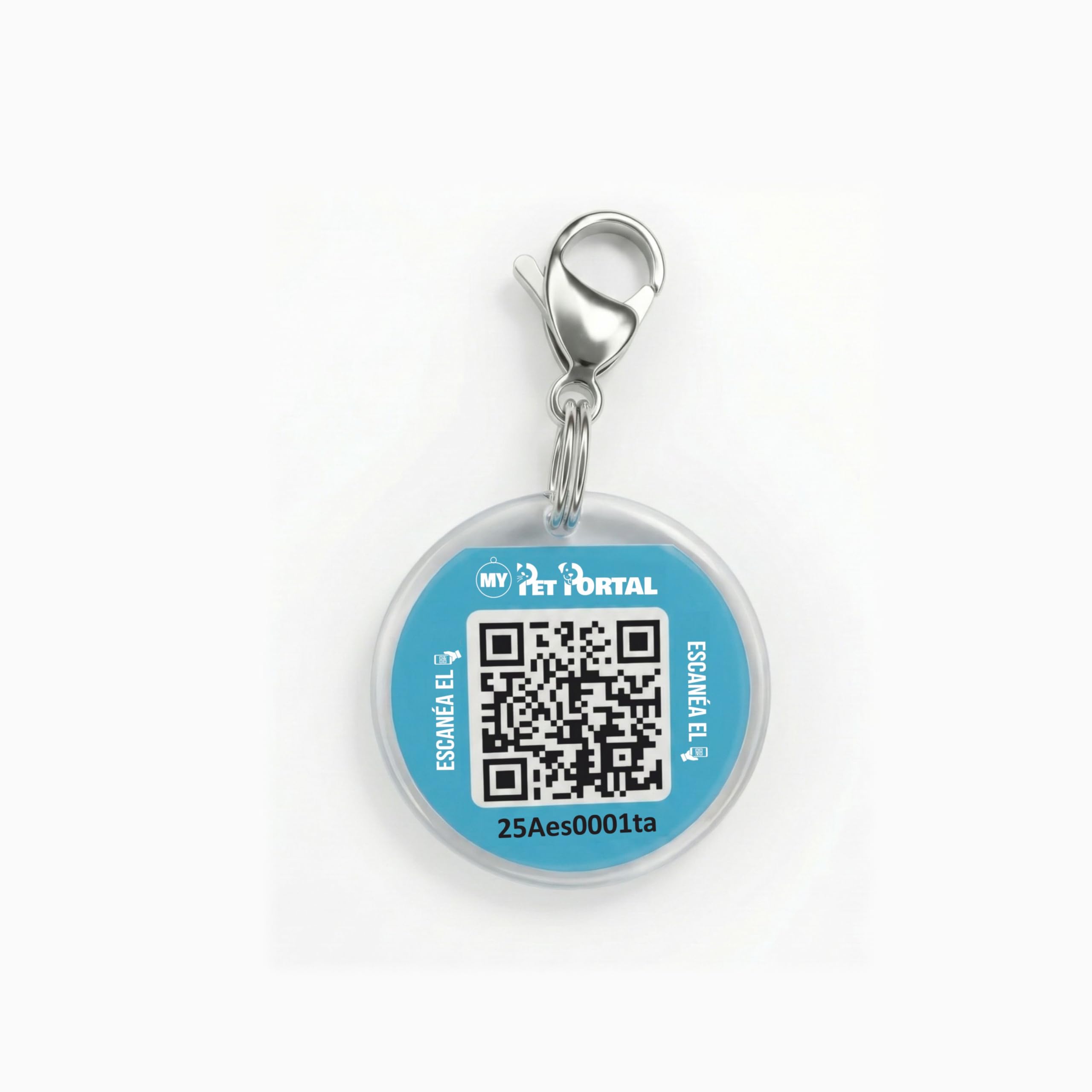Placa QR para Perros y Gatos con Mosquetón Pequeña