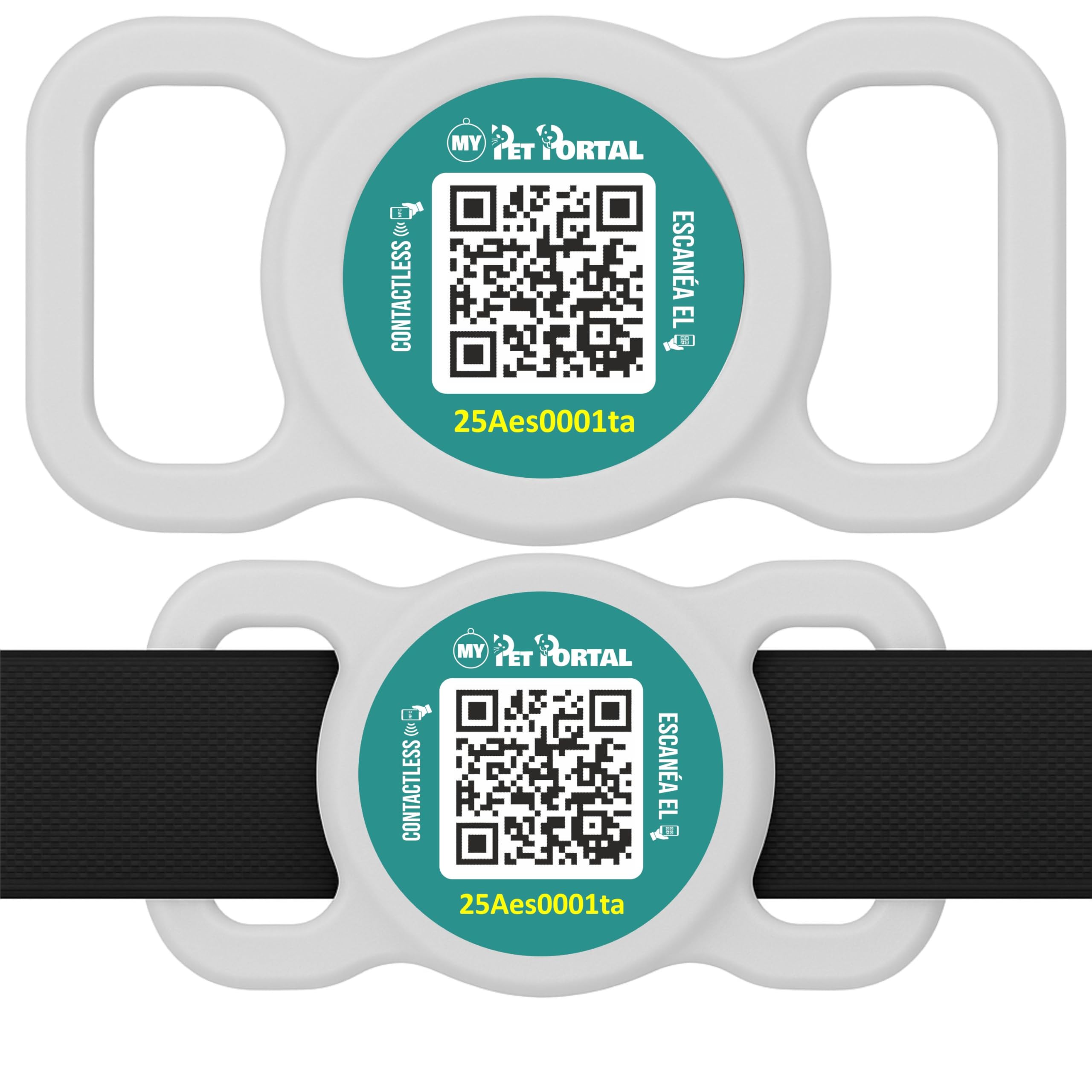 Placa QR para Perros y Gatos con Adaptador de Collar