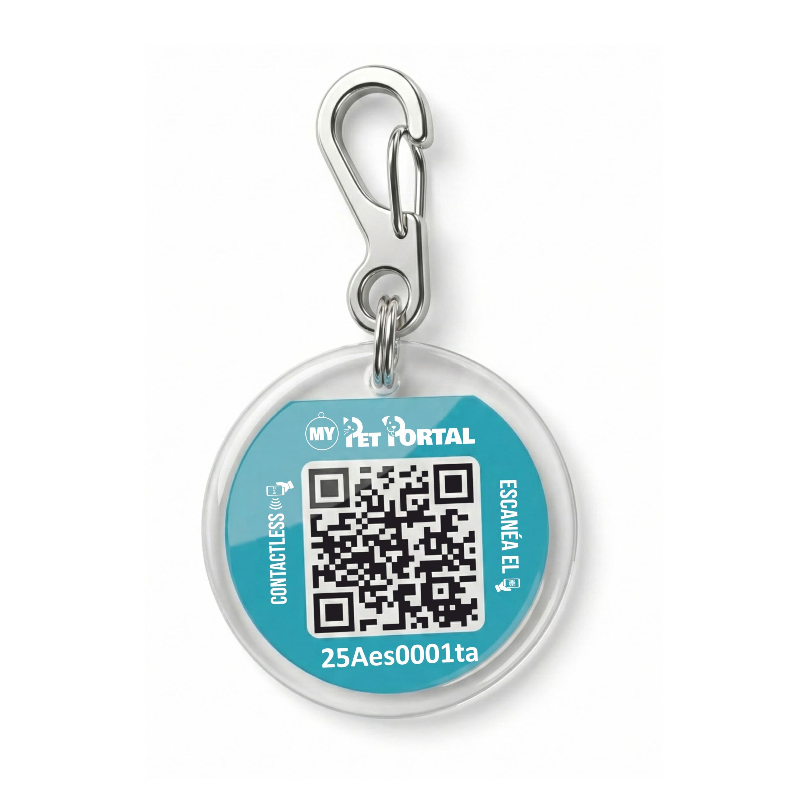 Placa QR para Perros y Gatos con Mosquetón Grande