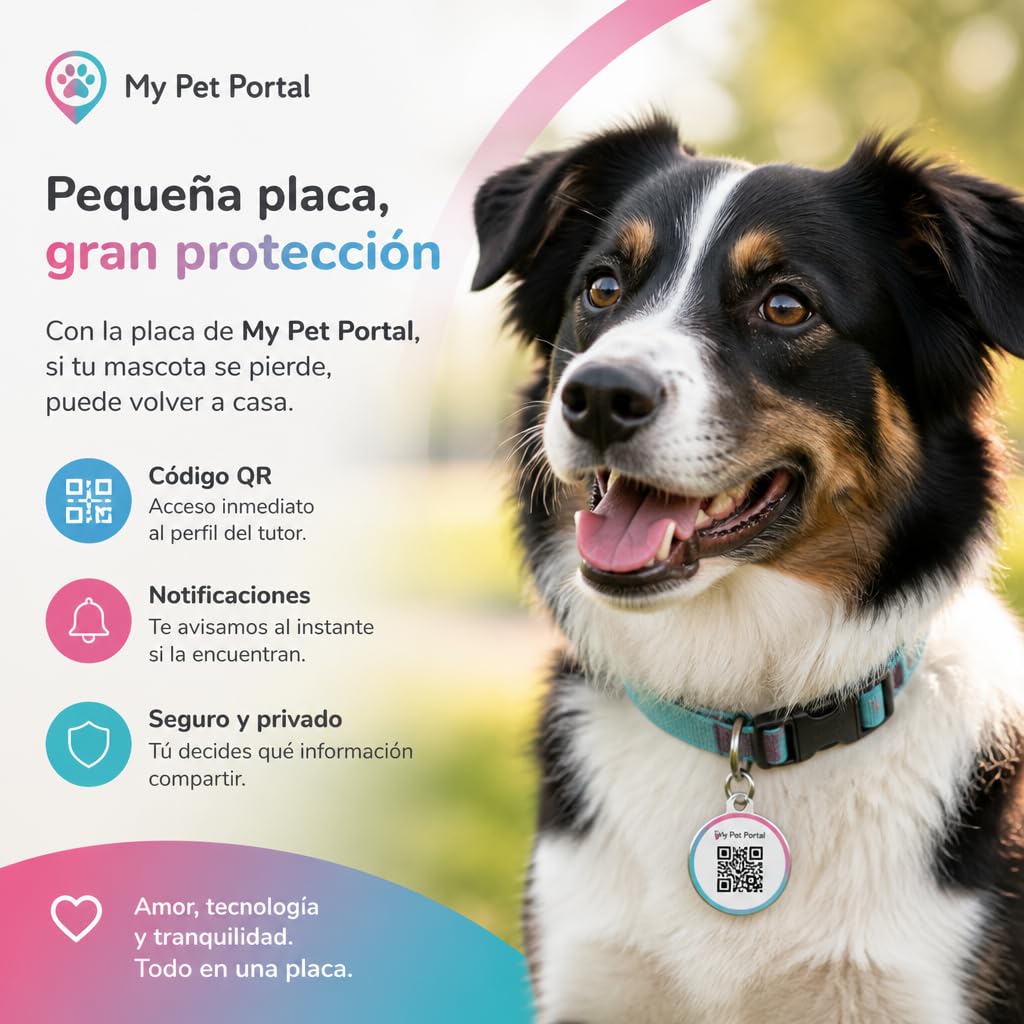 Placa QR para Perros y Gatos con Mosquetón Grande