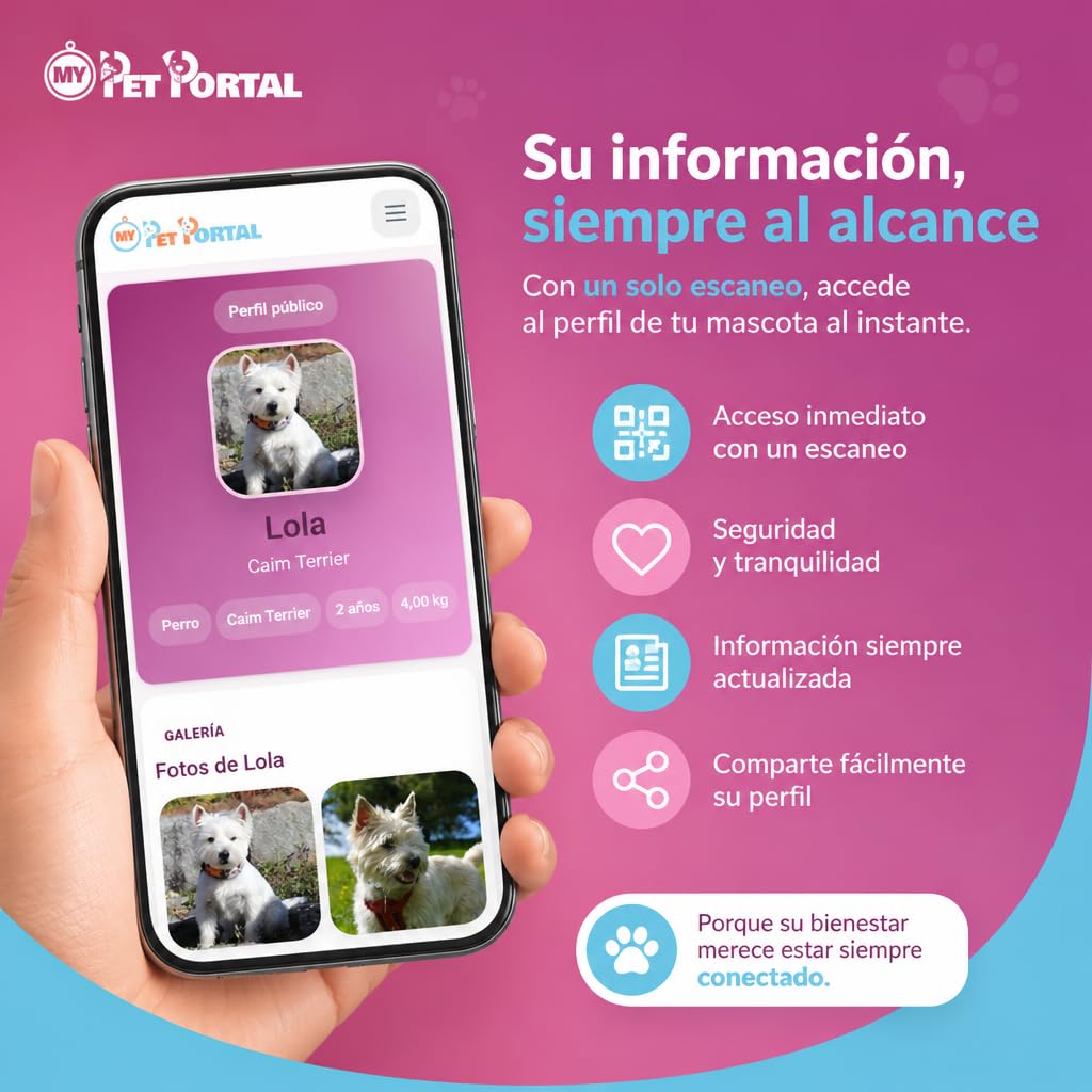 Placa QR para Perros y Gatos con Adaptador de Collar