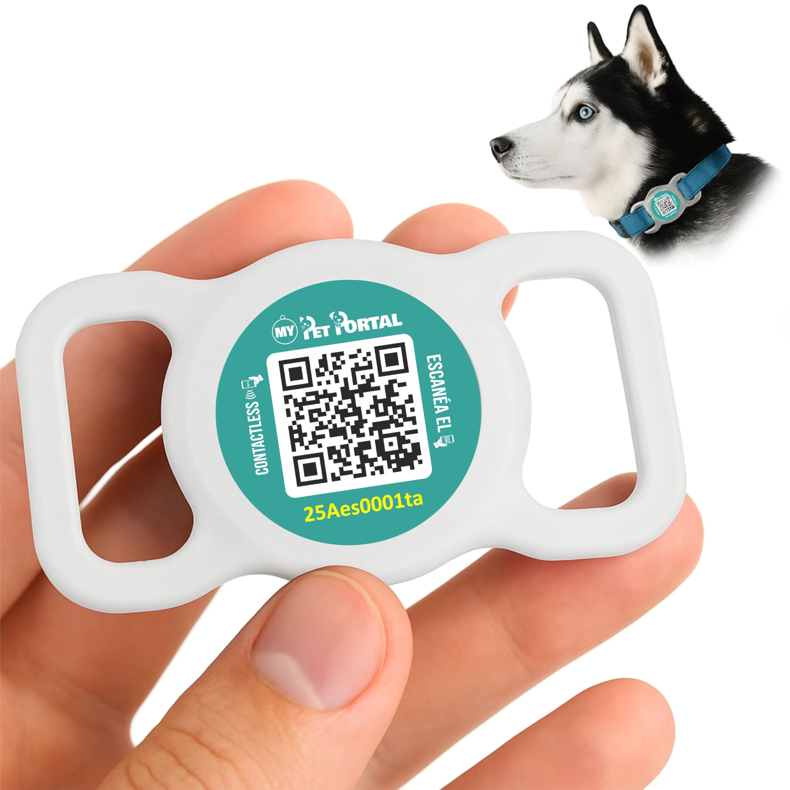 Placa QR para Perros y Gatos con Adaptador de Collar